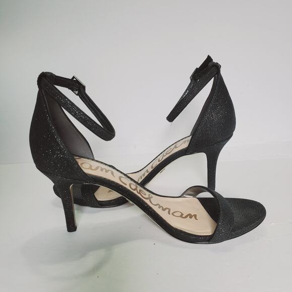 Sam Edelman Patti Ankle Strap Heel Sandals Pumps Black Shimmer Size 9 - Picture 7 of 12